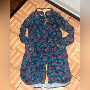 Long sleeve button up shirt dress, new, great worn as a long tunic cardigan!